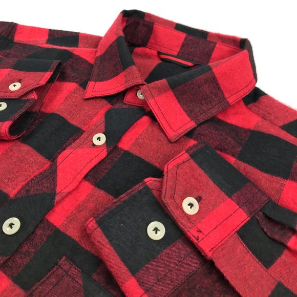 Buffalo Plaid Flannel Shirt Medium Red Black Sz M - Picture 3 of 10